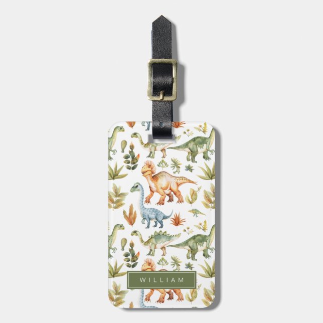 Dinosaur Luggage Tags Gepäckanhänger (Vorderseite vertikal)
