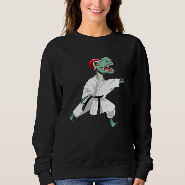 Dinosaur macht Karate Samurai Ninja Sweatshirt (Vorderseite)