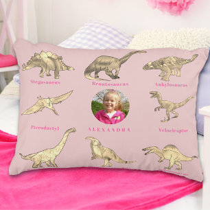 Dinosaur Mädchen Personalisierter Name und Foto Ro Dekokissen