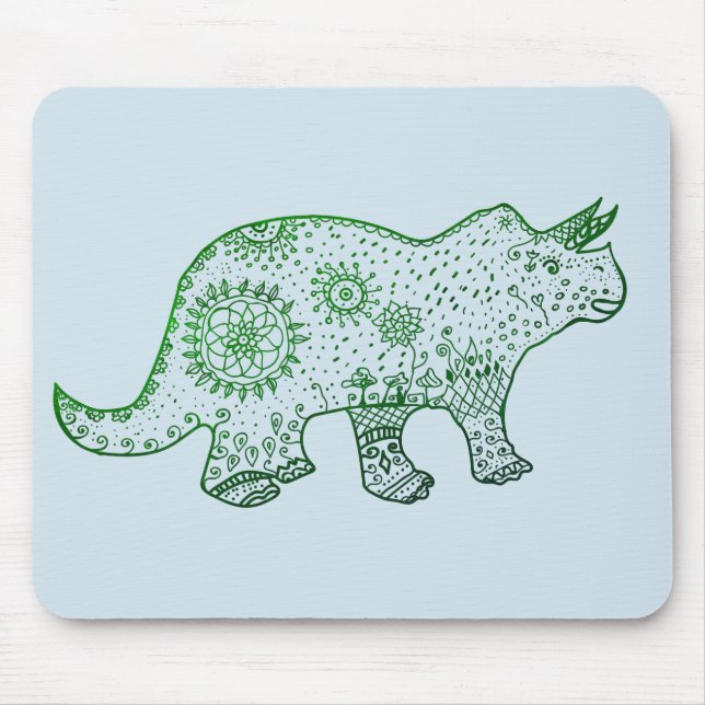 Dinosaur Mandala Triceratops Art Mousepad (Vorne)