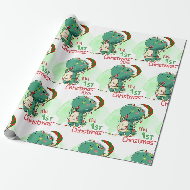 Dinosaur, mein erstes Weihnachten Geschenkpapier (Ungerollt)