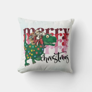 Dinosaur Merry Christmas Santa Claus Throw Pillo Kissen