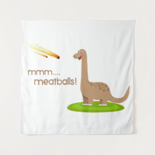 Dinosaur Meteor Meatballs Wandteppich