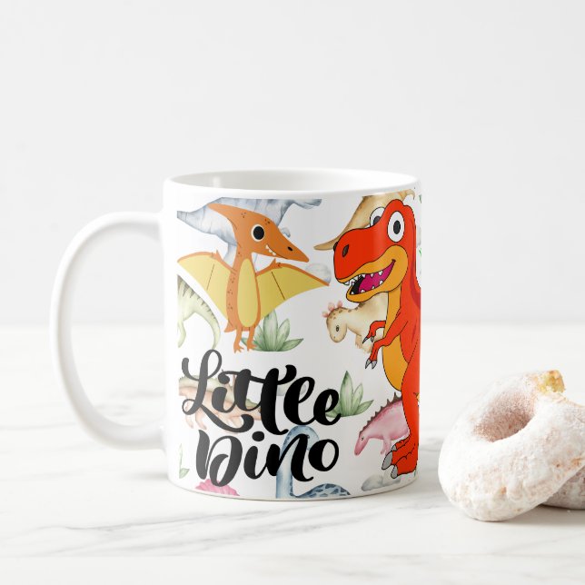 Dinosaur mit farbenfroher Vorgeschichte• Lustiger  Kaffeetasse (Mit Donut)