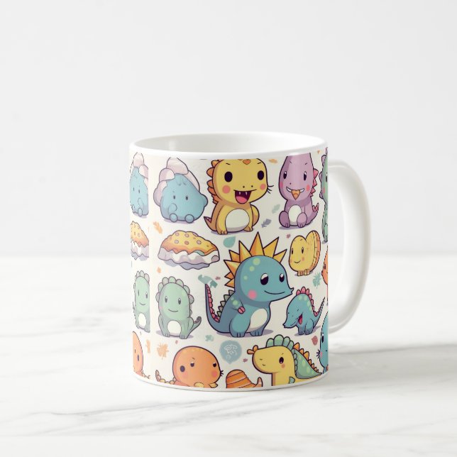 Dinosaur mit farbenfroher Vorgeschichte• Lustiger  Kaffeetasse (VorderseiteRechts)