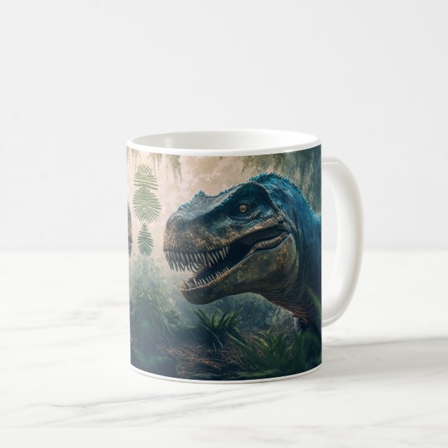 Dinosaur mit farbenfroher Vorgeschichte• Lustiger  Kaffeetasse (VorderseiteRechts)