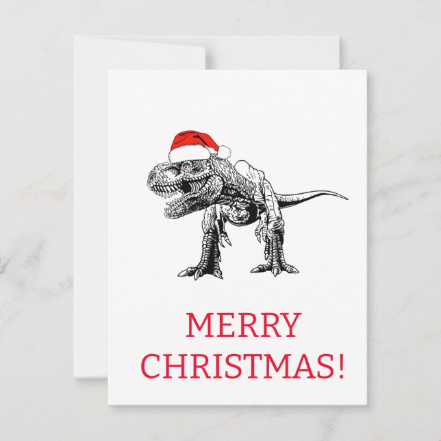 DINOSAUR MIT WEIHNACHTSMANNMÜTZE CHRISTMAS CARD KARTE (Vorderseite)