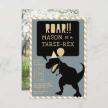 Dinosaur Moderne Trois Rex Invitation d'anniversai
