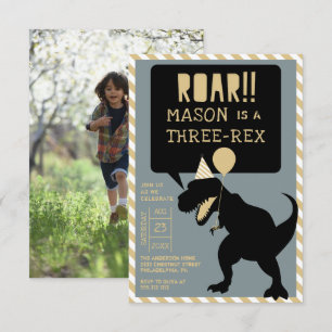 Dinosaur Moderne Trois Rex Invitation d'anniversai