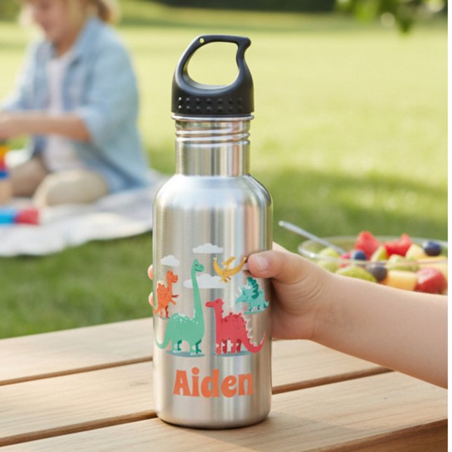 Dinosaur-Monogramm Edelstahlflasche (Von Creator hochgeladen)
