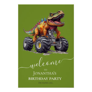 Dinosaur Monster Truck, Geburtstagsparty Willkomme Poster