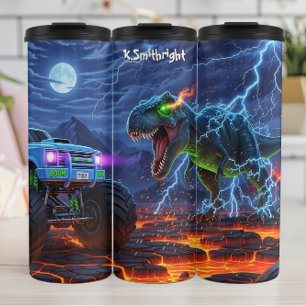 Dinosaur-Monstertruck-Blitzchaos Thermosbecher