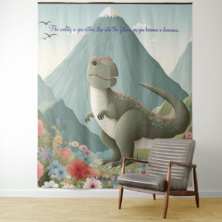 Dinosaur Mountain Blume Personalisiert Tapestry Wandteppich