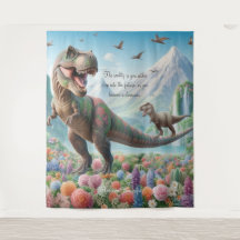 Dinosaur Mountain Blume Personalisiert Tapestry