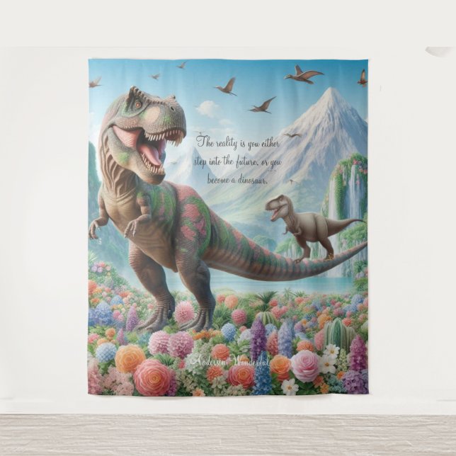 Dinosaur Mountain Blume Personalisiert Tapestry Wandteppich (Vorderseite)