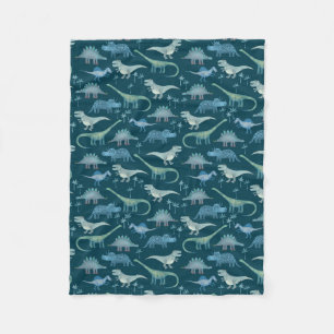 Dinosaur Muster Aquamarin Green Fleecedecke