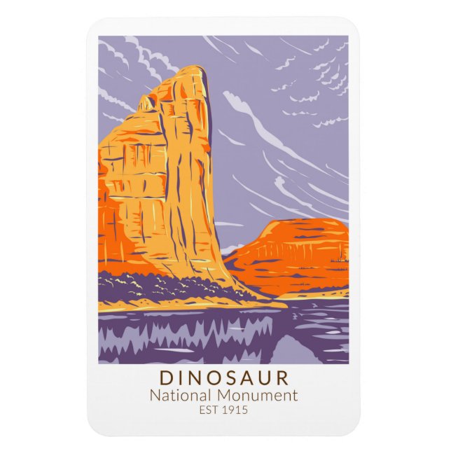 Dinosaur-Nationaldenkmal Vintag Magnet (Vertikal)