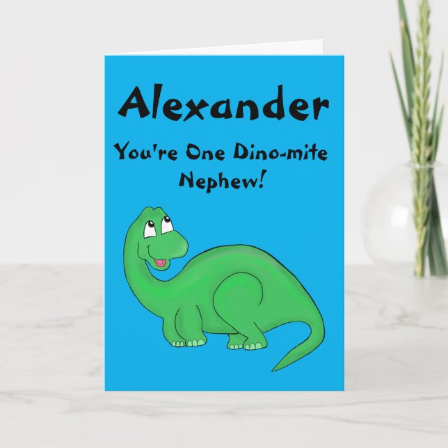 Dinosaur Nephew Niedliche Geburtstag Karte (Vorderseite)