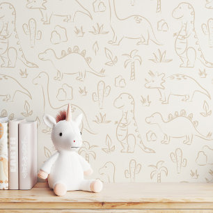 Dinosaur Neutral Boho Sanfte Erdton-Dinos Beige Tapete