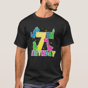 Dinosaur Niedlich 7. Happy 7. Geburtstag Sieben Ja T-Shirt