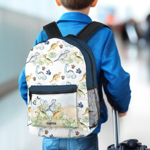 Dinosaur Niedlich Blue Green Name Boy Bedruckter Rucksack