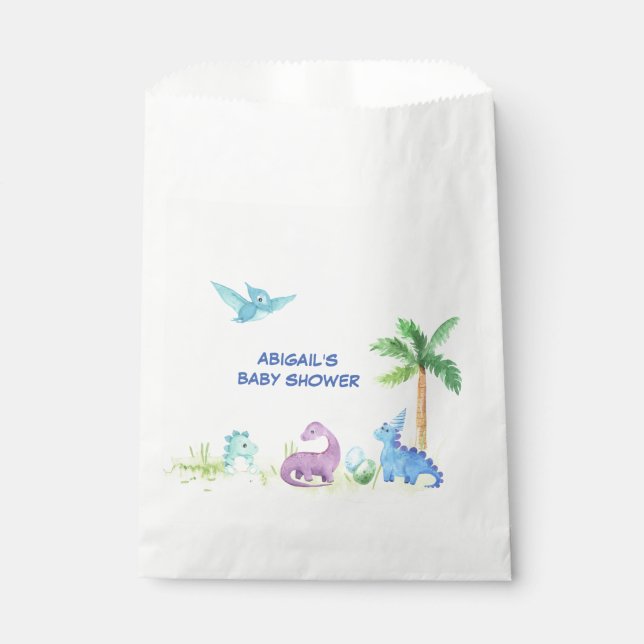 Dinosaur Niedlich Watercolor Baby Dusche Party Geschenktütchen (Vorderseite)