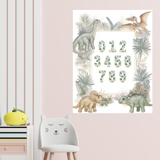 Dinosaur Numbers Nursery Watercolor Poster (Von Creator hochgeladen)
