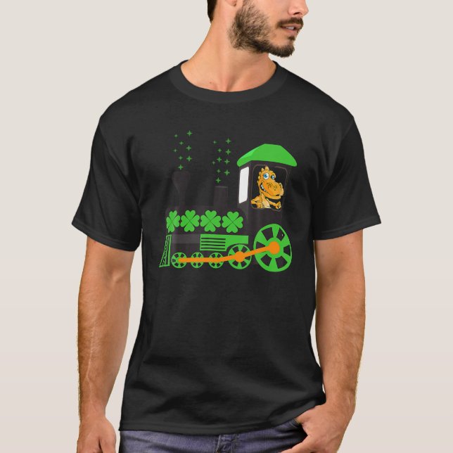 Dinosaur On Train St Patrick's Day Train Irish Sha T-Shirt (Vorderseite)