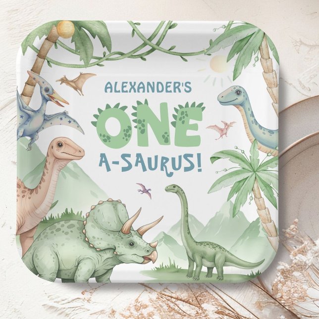 Dinosaur One-A-Saurus Boy 1. Geburtstag Pappteller (Von Creator hochgeladen)