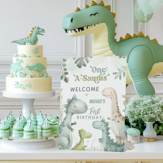 Dinosaur One-A-Saurus Boy 1. Geburtstag Willkommen Sockelschild