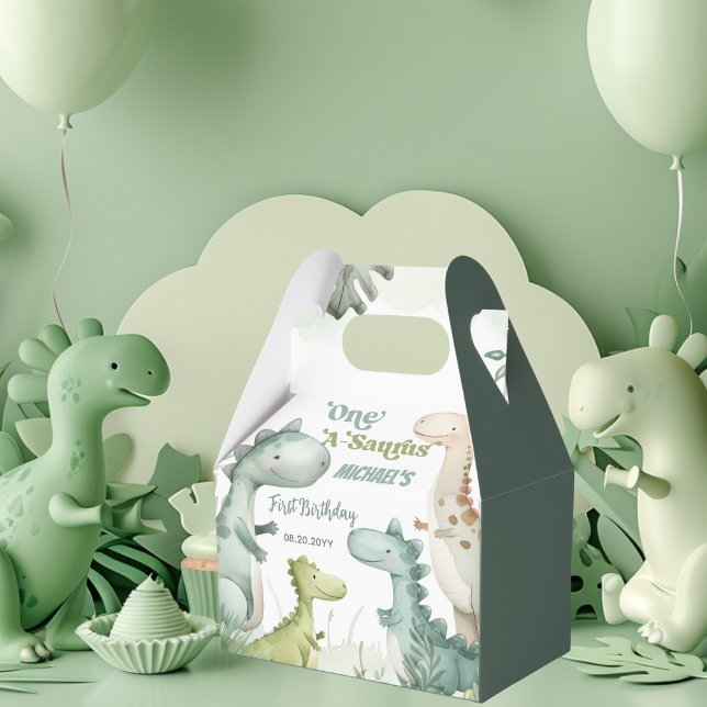 Dinosaur One-A-Saurus Boy 1st Birthday Favor Box Geschenkschachtel (Von Creator hochgeladen)