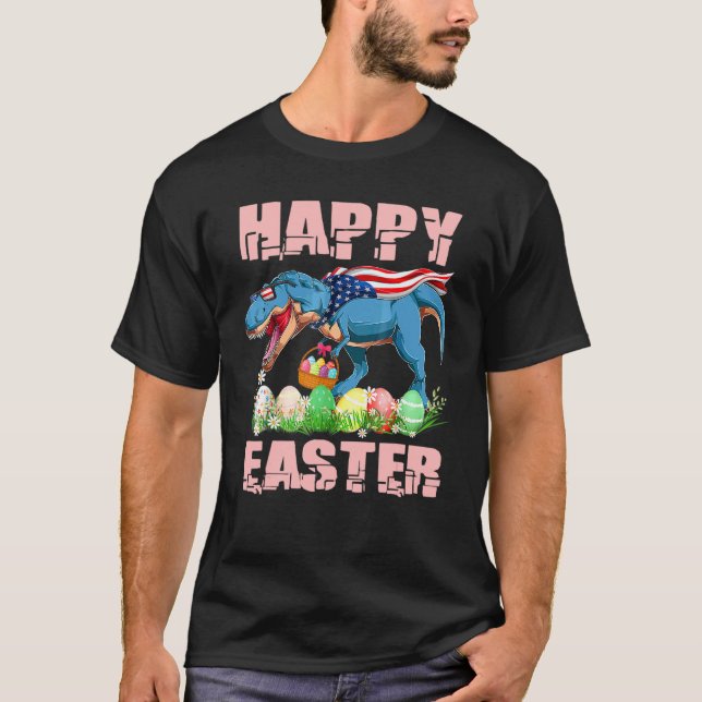 Dinosaur Osterpajamas T Rex Ostereier Jungen Kind T-Shirt (Vorderseite)