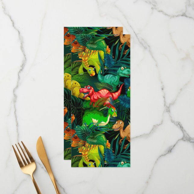 Dinosaur Park Menükarte (Vorderseite/Rückseite Beispiel)