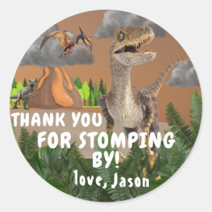 Dinosaur Party Cool T rex vielen Dank Runder Aufkleber