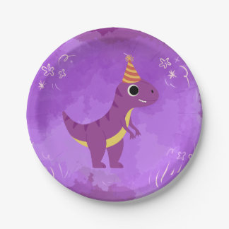 Dinosaur Party Plate Lila Pappteller