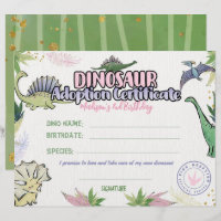Dinosaur Party Theme, Dino Adoption Certificate
