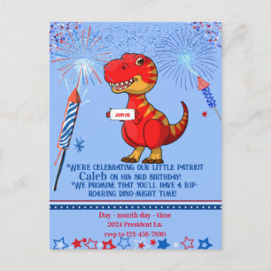 Dinosaur patriotischer Geburtstag, Postkarte