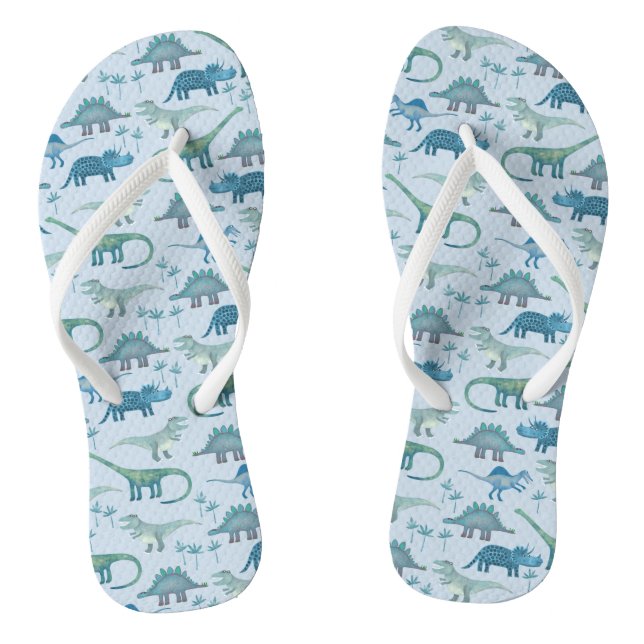 Dinosaur Pattern Blue Flip Flops (Fußbett)