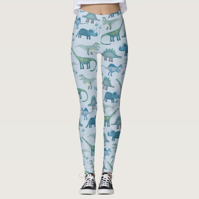 Dinosaur Pattern Blue Leggings (Vorderseite)