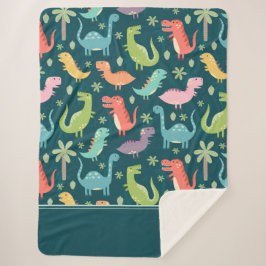 Dinosaur Pattern Blue Mit Monogramm Kid Boy Sherpadecke