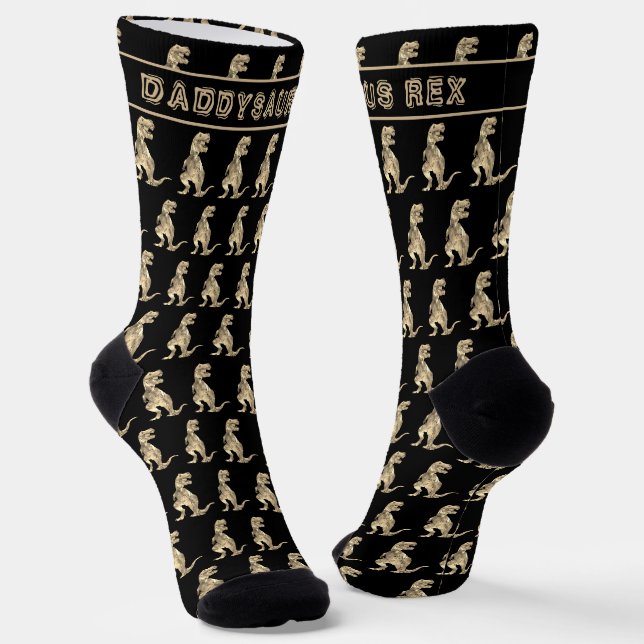 Dinosaur Pattern Funny Daddysaurus Joke Socken (Gewinkelt)