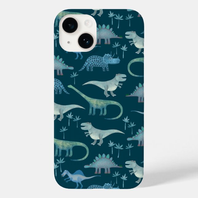 Dinosaur Pattern Green Case-Mate iPhone 14 Hülle (Rückseite)