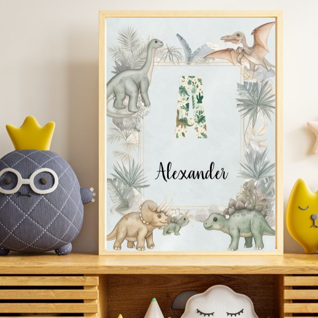 Dinosaur Personalisierter Name Monogramm A Kinderz Poster (Von Creator hochgeladen)