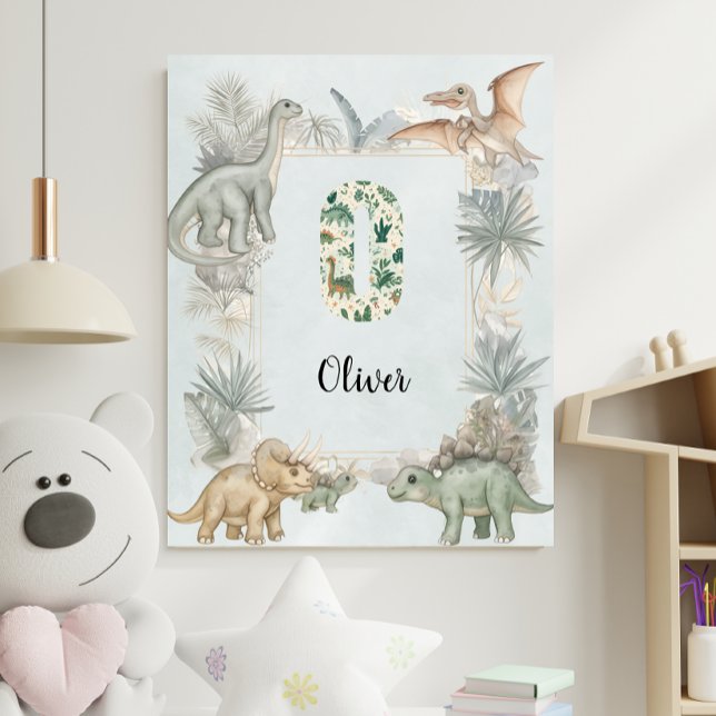 Dinosaur Personalisierter Name Monogramm O Kinderz Poster (Von Creator hochgeladen)