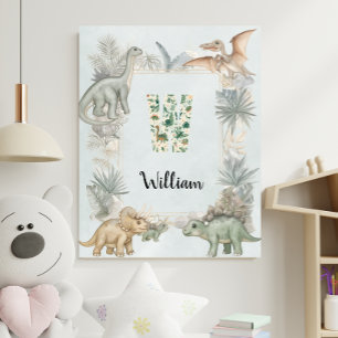 Dinosaur Personalisierter Name Monogramm W Kinderz Poster