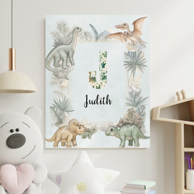Dinosaur Personalized Name Monogram J Nursery Poster (Von Creator hochgeladen)