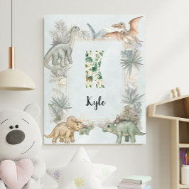 Dinosaur Personalized Name Monogram K Nursery Poster