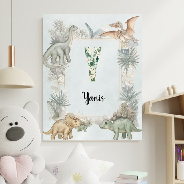 Dinosaur Personalized Name Monogram Y Nursery Poster (Von Creator hochgeladen)