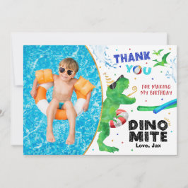 Dinosaur Pool Party Danke, Card mit Foto Dankeskarte