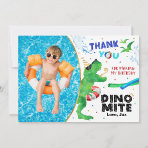 Dinosaur Pool Party Dankeskarten mit Foto Dankeskarte